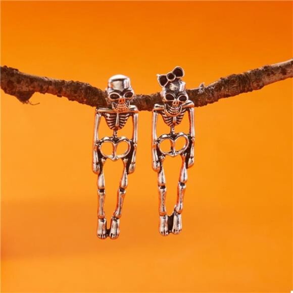 Halloween Skeleton Drop Earrings - Picture 10 of 11